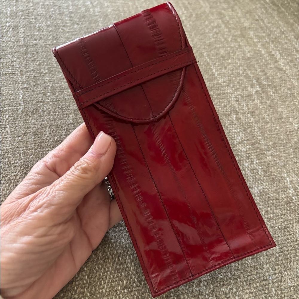 ✨EEL SKIN EYEGLASS CASE Color Red Vintage